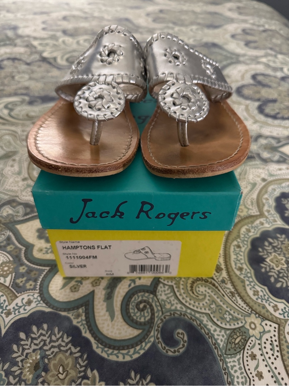 Jack Rogers Silver Hamptons Flat Sandal